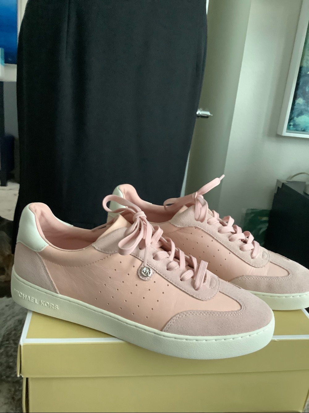 Michael Kors Blush Pink Leather & Suede Low-Top Lace-Up Sneakers